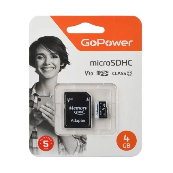 4GB GoPower MicroSDHC V10 class 10