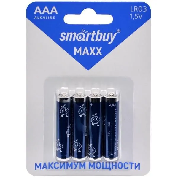 Батарейка AAA LR03 алкалиновая SmartBuy MAXX (блистер/4шт)