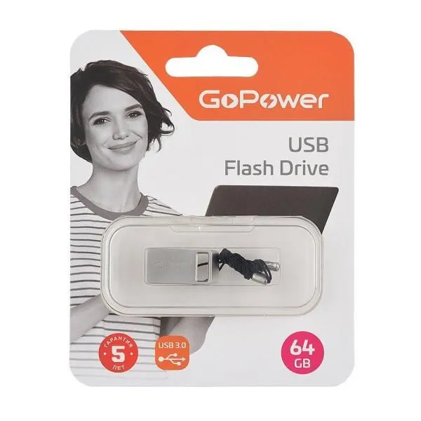 64GB USB 3.0 Flash Drive GoPower MINI серебро