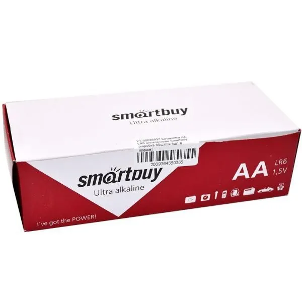 Батарейка AA LR6 алкалиновая SmartBuy (коробка 60шт/по 4шт в блистере)