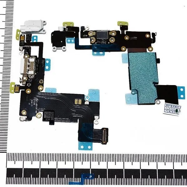 Шлейф совместим с iPhone 6S Plus + разъем зарядки + разъем гарнитуры + микрофон серый