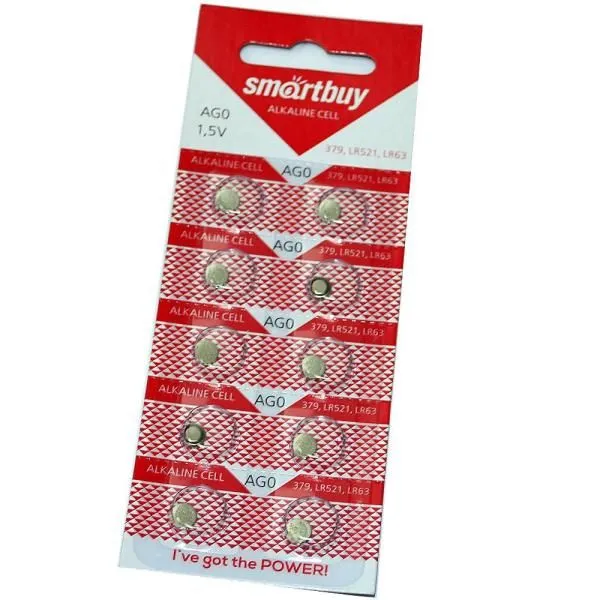 Батарейка AG0/LR521/LR63 часовая SmartBuy (блистер/10шт)