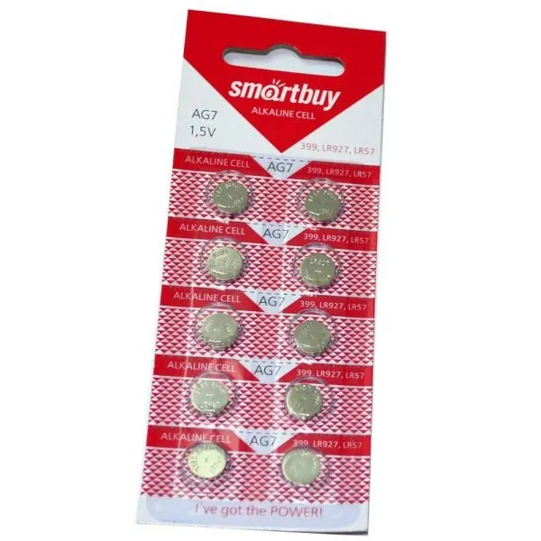 Батарейка AG7/LR927/LR57 часовая SmartBuy (блистер/10шт)