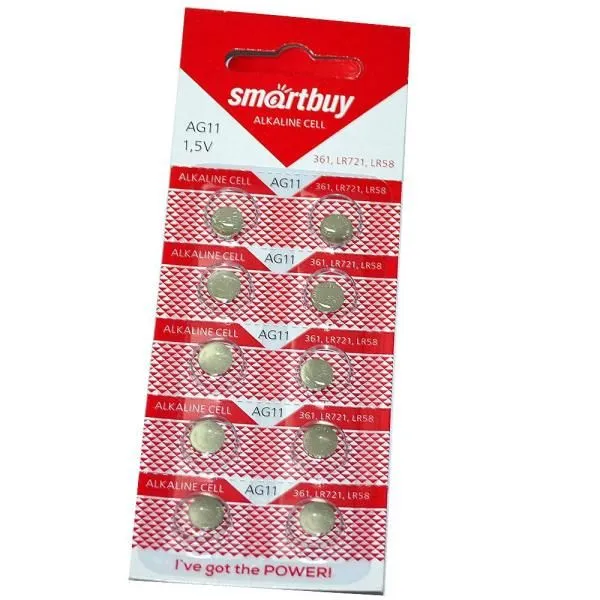 Батарейка AG11/LR721/LR58 часовая SmartBuy (блистер/10шт)