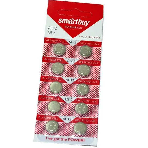 Батарейка AG12/LR1142/LR43 часовая SmartBuy (блистер/10шт)