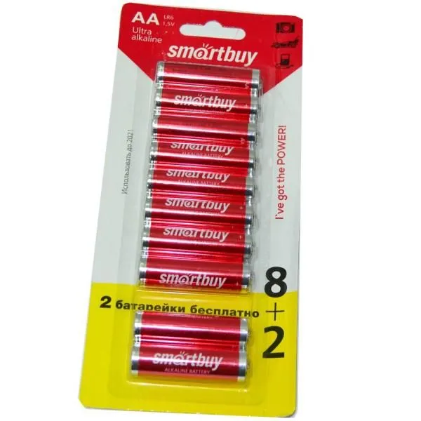 Батарейка AA LR6 алкалиновая SmartBuy (блистер/10шт)