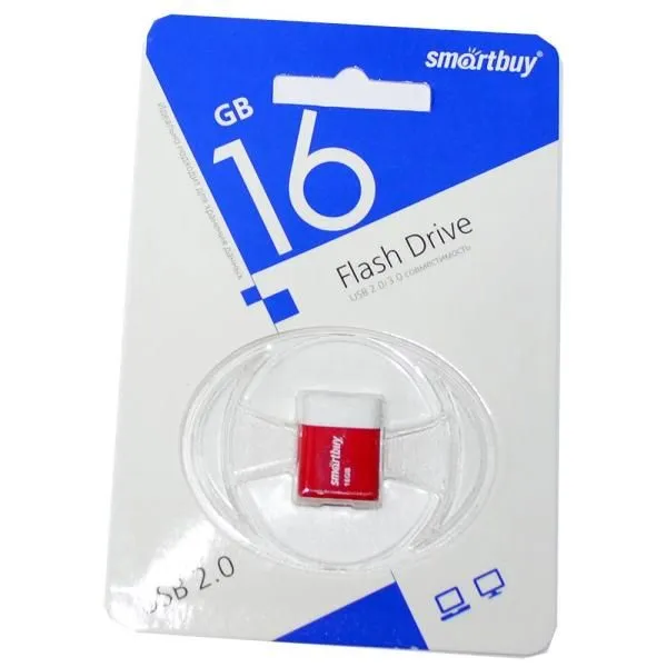 16GB USB 2.0 Flash Drive SmartBuy Lara красный (SB16GBLARA-R)
