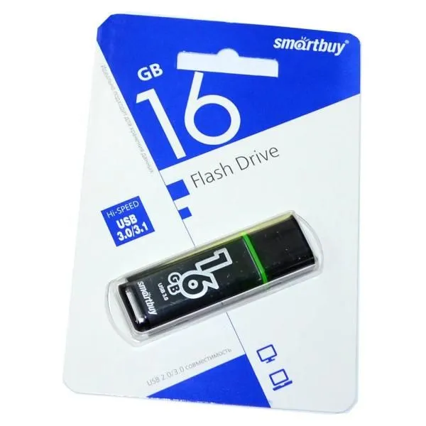 16GB USB 3.0/3.1 Flash Drive SmartBuy Glossy темно-серый (SB16GBGS-DG)