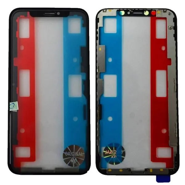 Стекло совместим с iPhone Xs + OCA + рамка черный (олеофобное покрытие) orig Factory