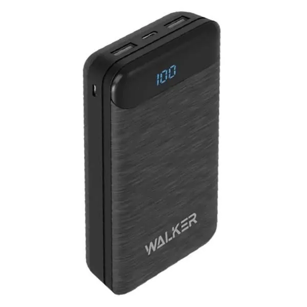 Аккумулятор внешний 20000mA WALKER WB-525 (2USB выхода 2,1A/Вход MicroUSB, Вход Type-C) черный