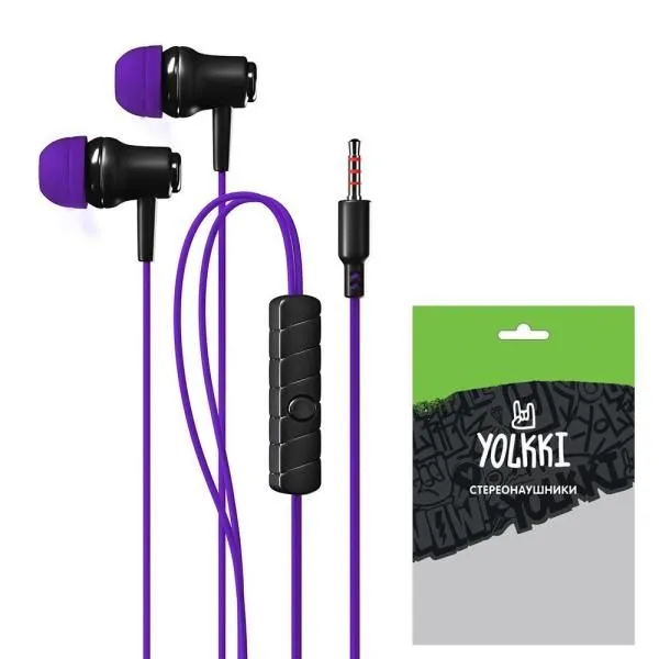Наушники внутриканальные YOLKKI Pop 04 pack фиолетовый