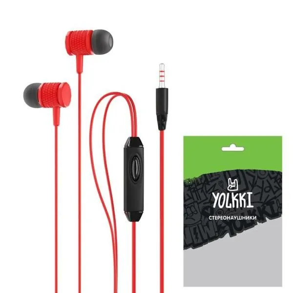 Наушники внутриканальные YOLKKI Pop 07 pack красный