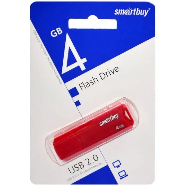 4GB USB 2.0 Flash Drive SmartBuy Clue красный (SB4GBCLU-R)