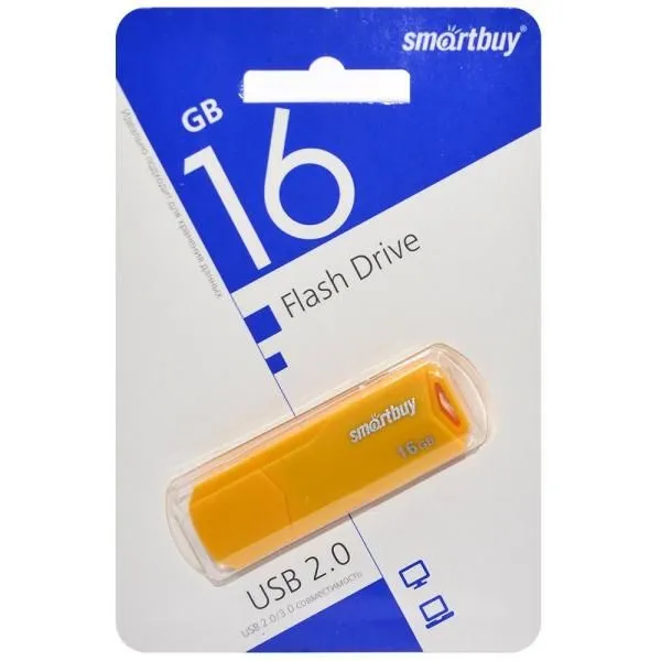 16GB USB 2.0 Flash Drive SmartBuy Clue желтый (SB16GBCLU-Y)