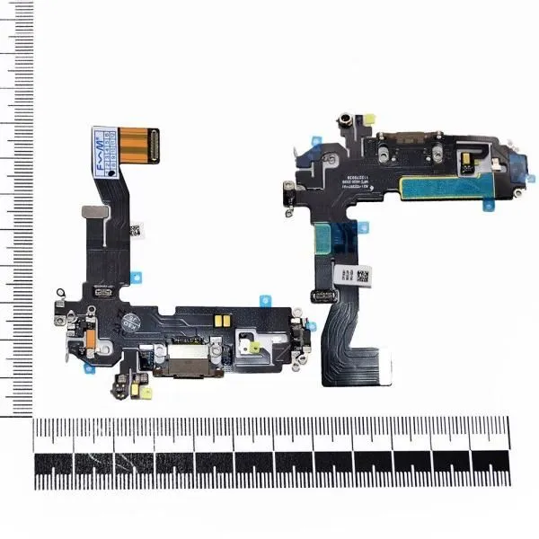 Шлейф совместим с iPhone 12/12 Pro + разъем зарядки + микрофон золото