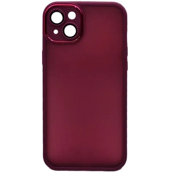 Чехол - накладка совместим с iPhone 14 Plus Allure (Аллюр) полупрозрачный пластик + силикон бордовый