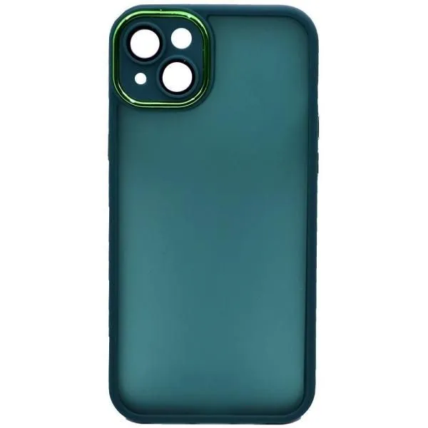 Чехол - накладка совместим с iPhone 14 Plus Allure (Аллюр) полупрозрачный пластик + силикон темно-зеленый