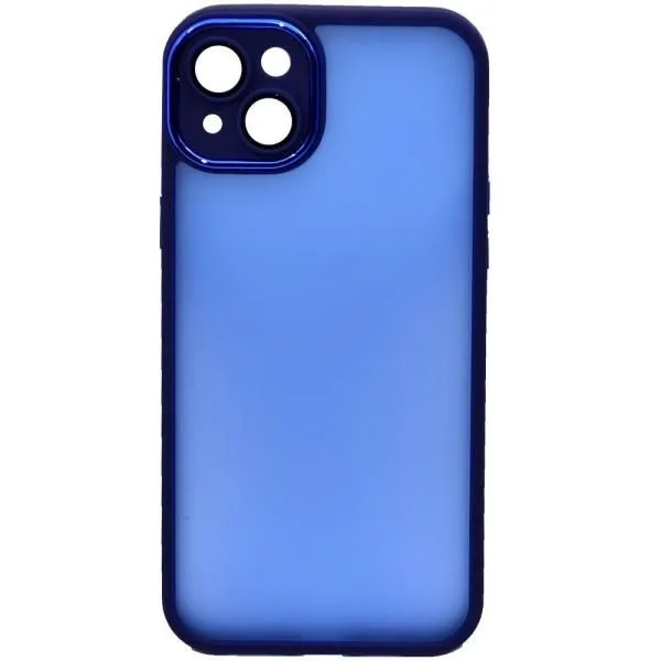 Чехол - накладка совместим с iPhone 14 Plus Allure (Аллюр) полупрозрачный пластик + силикон синий