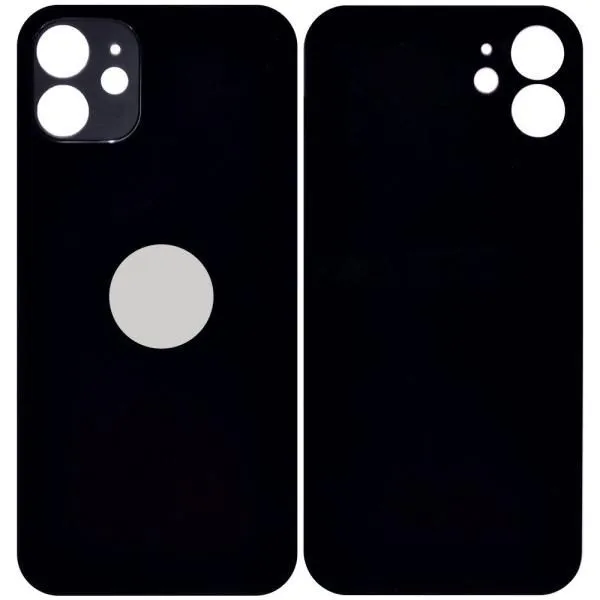 Стекло задней крышки совместим с iPhone 12 mini черный (Black) /увеличенный вырез камеры/