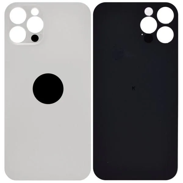 Стекло задней крышки совместим с iPhone 12 Pro Max серебро (Silver)/увеличенный вырез камеры/