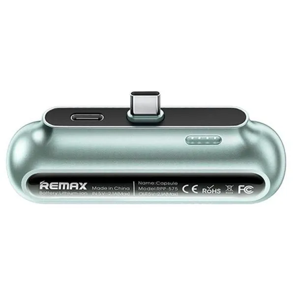 Аккумулятор внешний 2500mA REMAX Capsule RPP-575 (Type-C,2,0A) зеленый