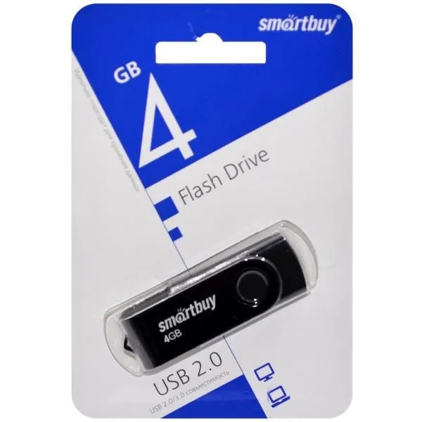 4GB USB 2.0 Flash Drive SmartBuy Twist черный (SB004GB2TWK)