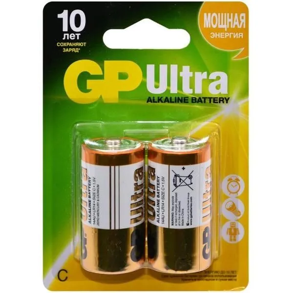 Батарейка LR14 алкалиновая GP Ultra (блистер/2шт)