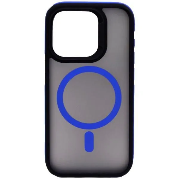Чехол - накладка совместим с iPhone 14 Pro (6.1") Тайна, MagSafe (Магсейф), пластик+силикон синий