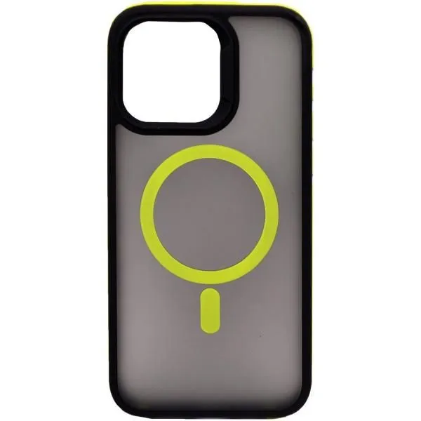 Чехол - накладка совместим с iPhone 14 Pro Max (6.7") Тайна, MagSafe (Магсейф), пластик+силикон желтый