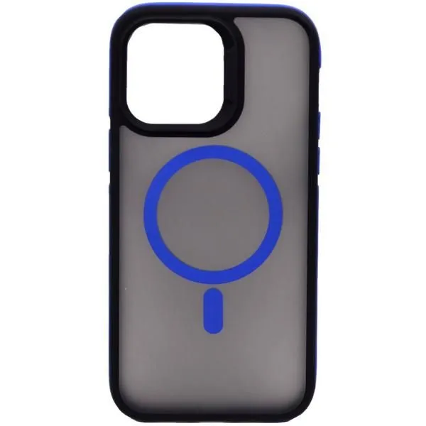 Чехол - накладка совместим с iPhone 14 Pro Max (6.7") Тайна, MagSafe (Магсейф), пластик+силикон синий