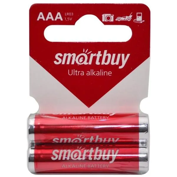 Батарейка AAA LR03 алкалиновая SmartBuy (коробка 60шт/по 2шт в блистере)